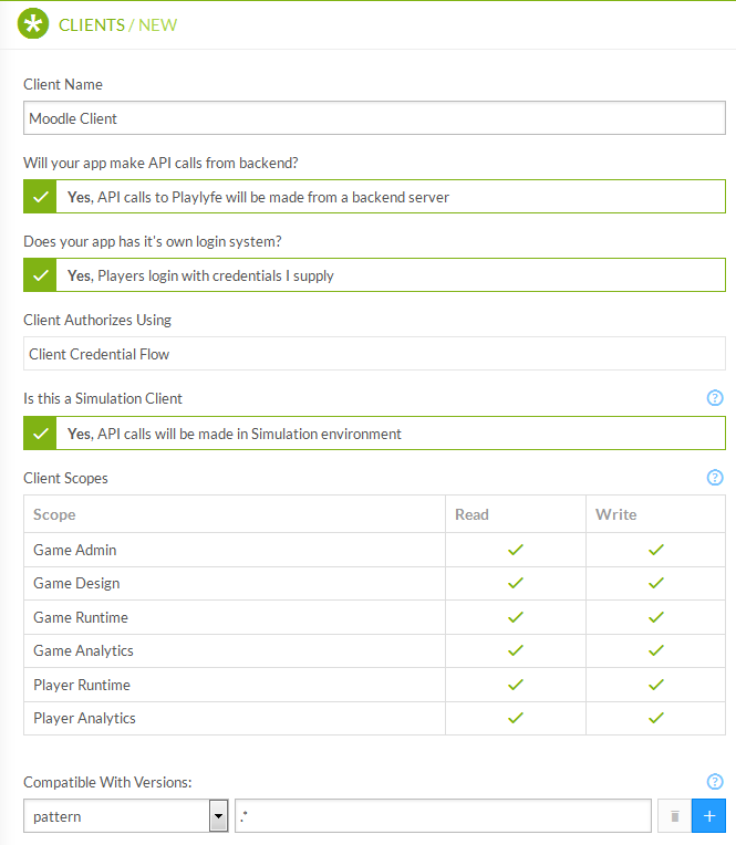 Creating a client on Playlyfe