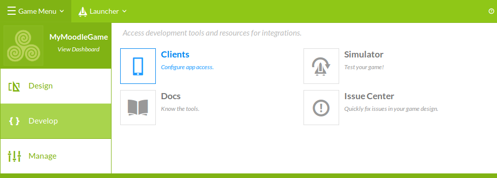 Finding the Clients section in the Game Menu