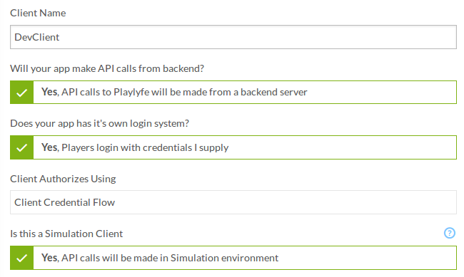 Client credentials client creation